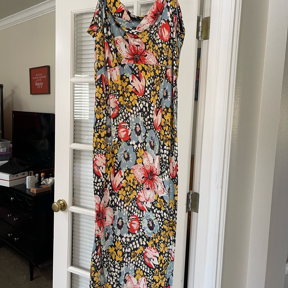 Anthropologie Floral Maxi Dress in Red, Yellow, and Blue